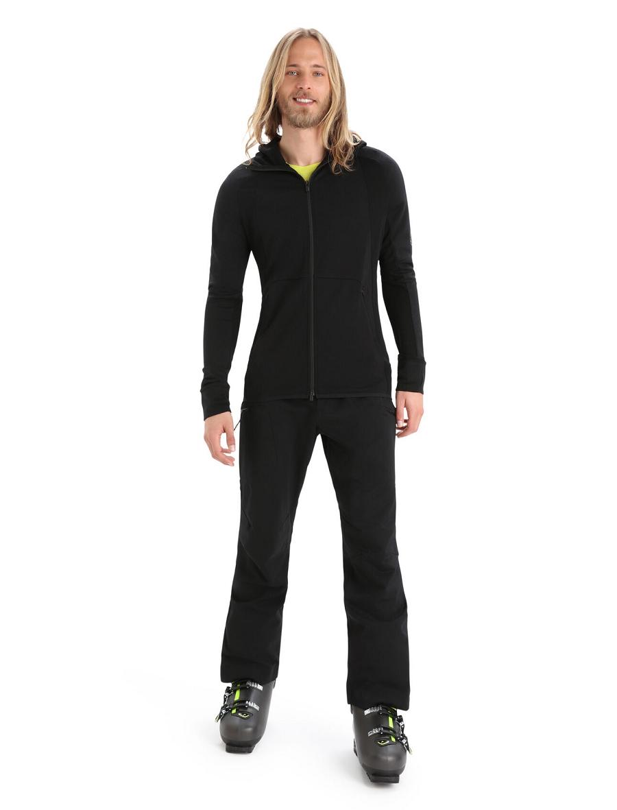 Men's Icebreaker ZoneKnit™ Merino Long Sleeve Zip Hoodie Black | CA 1673UZGT